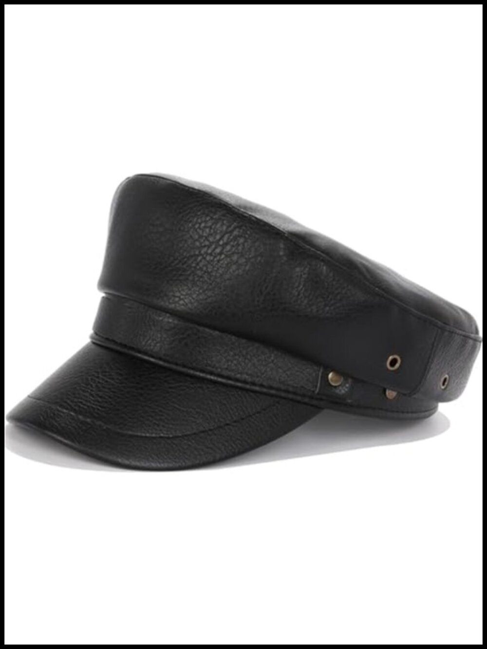 PU Leather Newsboy Cap Adjustable Sailor Biker Baker Boy Hat